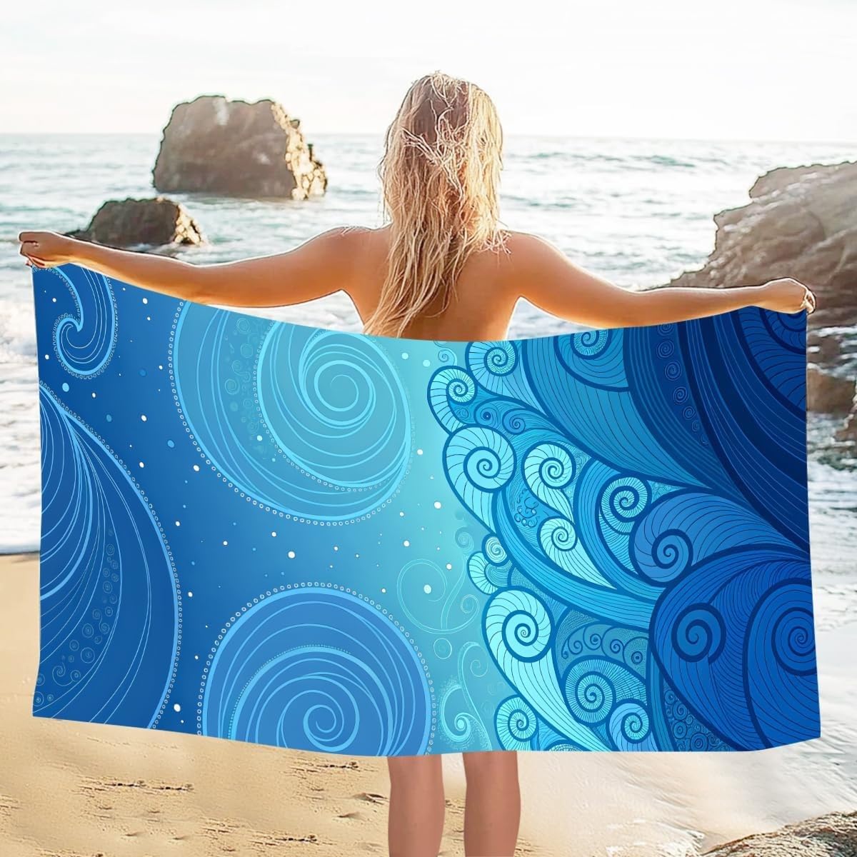 YZQGLHP Aesthetics Microfibre Beach Towel Bohemian Beach Bath Towel Quick Drying, Lightweight, Sand-Free, Durable, for Pool, Gym, Camping, Travel Towel 70x130cm