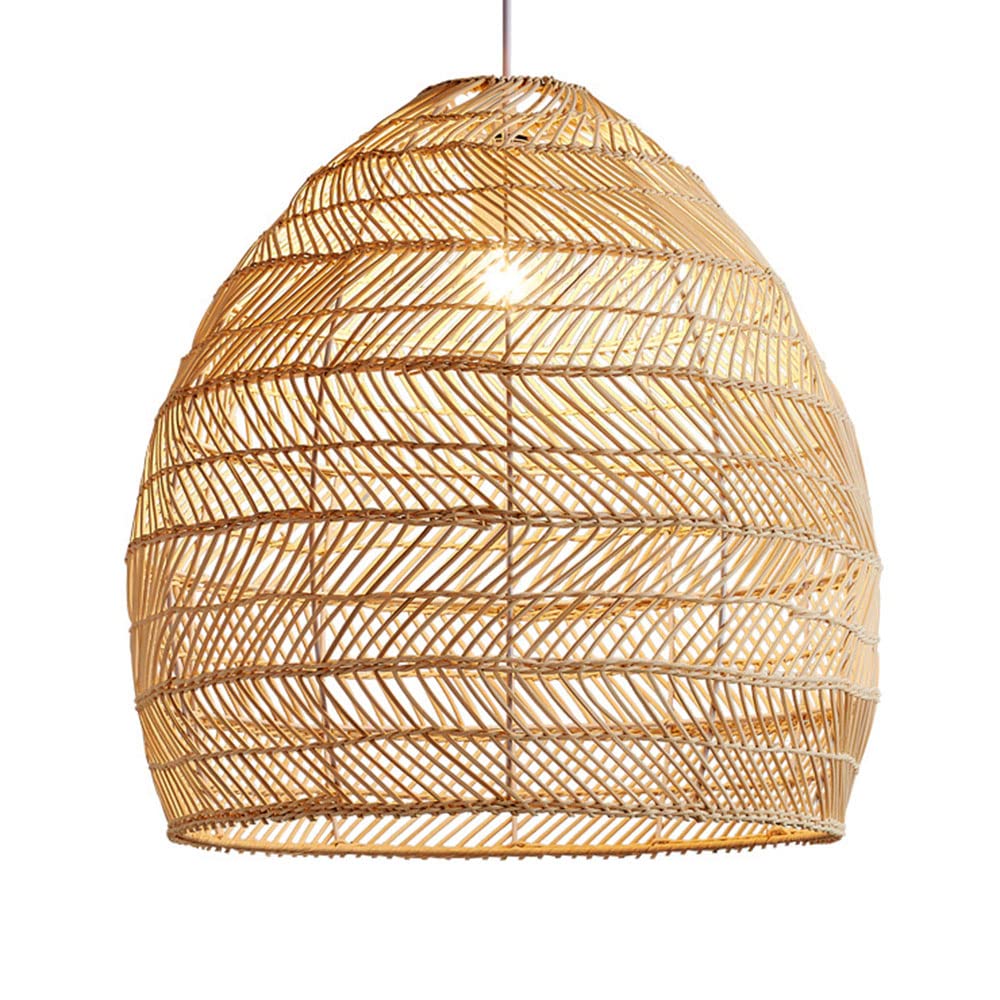 LYMSXAZOU Handmand Rattan Chandelier Woven Wicker Pendant Light Hollow Farmhouse Hanging Lamp Danish Style Natural Chandeliers Ceiling Fixture for Kitchen Island Dining Room Living