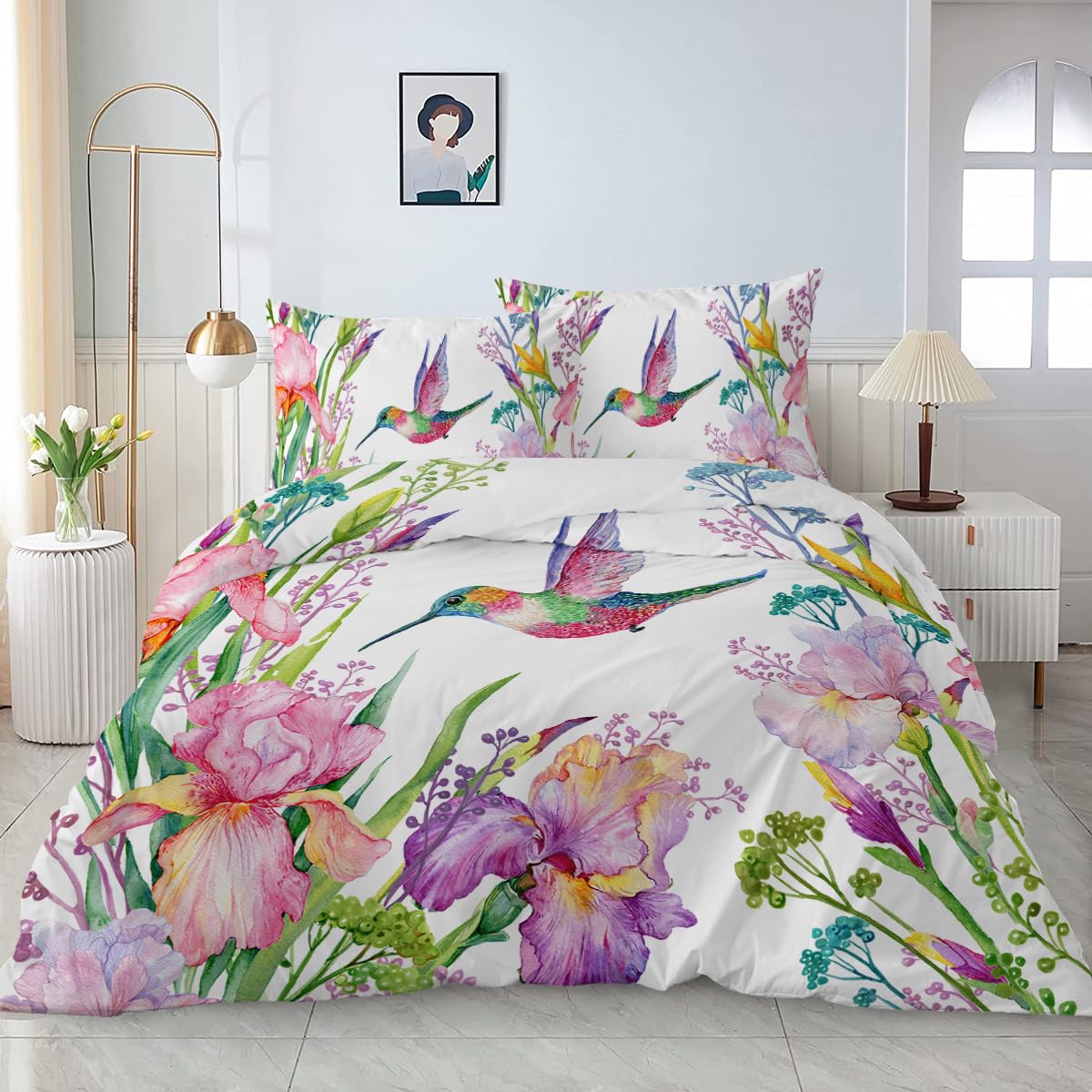 Parure housse de couette en microfibre motif graphique ALISI pas cher