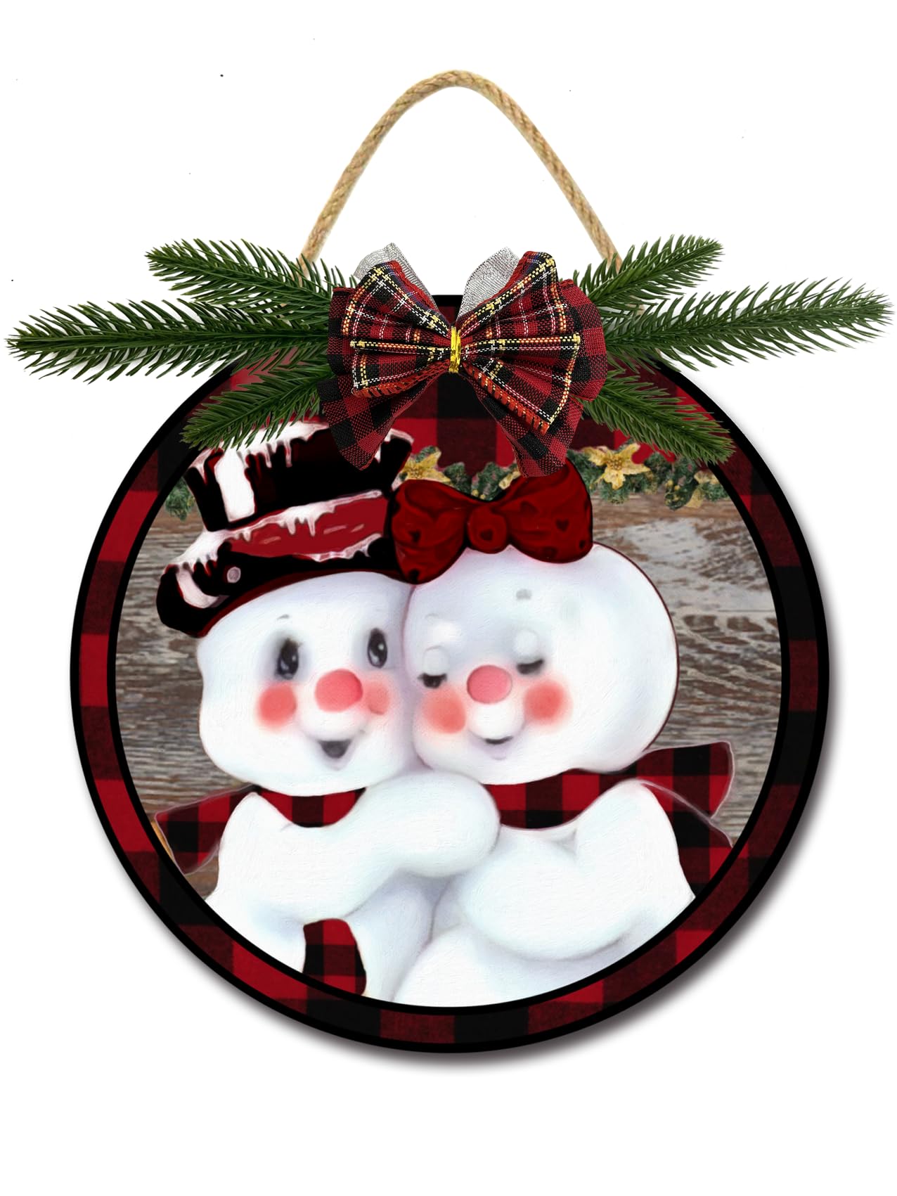 Decorazione Natalizia In Legno A Forma Di Pupazzo Di Neve Con Cappello E Sciarpa - Cartello Di Benvenuto Autoportante 26,7x55,9 Cm Per Esterni E Interni