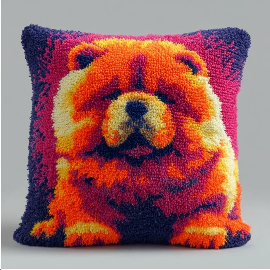 Axiangzik D Latch Hook Cushion Kit,Animal Og Iy Embroidery Pillow Cover 43X43cm