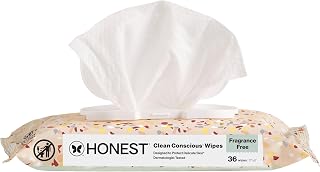 The Honest Company Clean Conscious Unscented Wipes | Over 99% Water, Compostable, Plant-Based, Baby Wipes | Hypoallergenic for Sensitive Skin, EWG Verified | Terrazzo, 36 Count