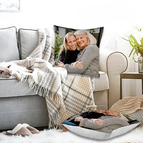 Miniatura 6 de Kufutee Funda de cojín personalizada con cualquier foto y texto, funda de almohada para el hogar, sofá, sofá, decoración de interiores (mamá)