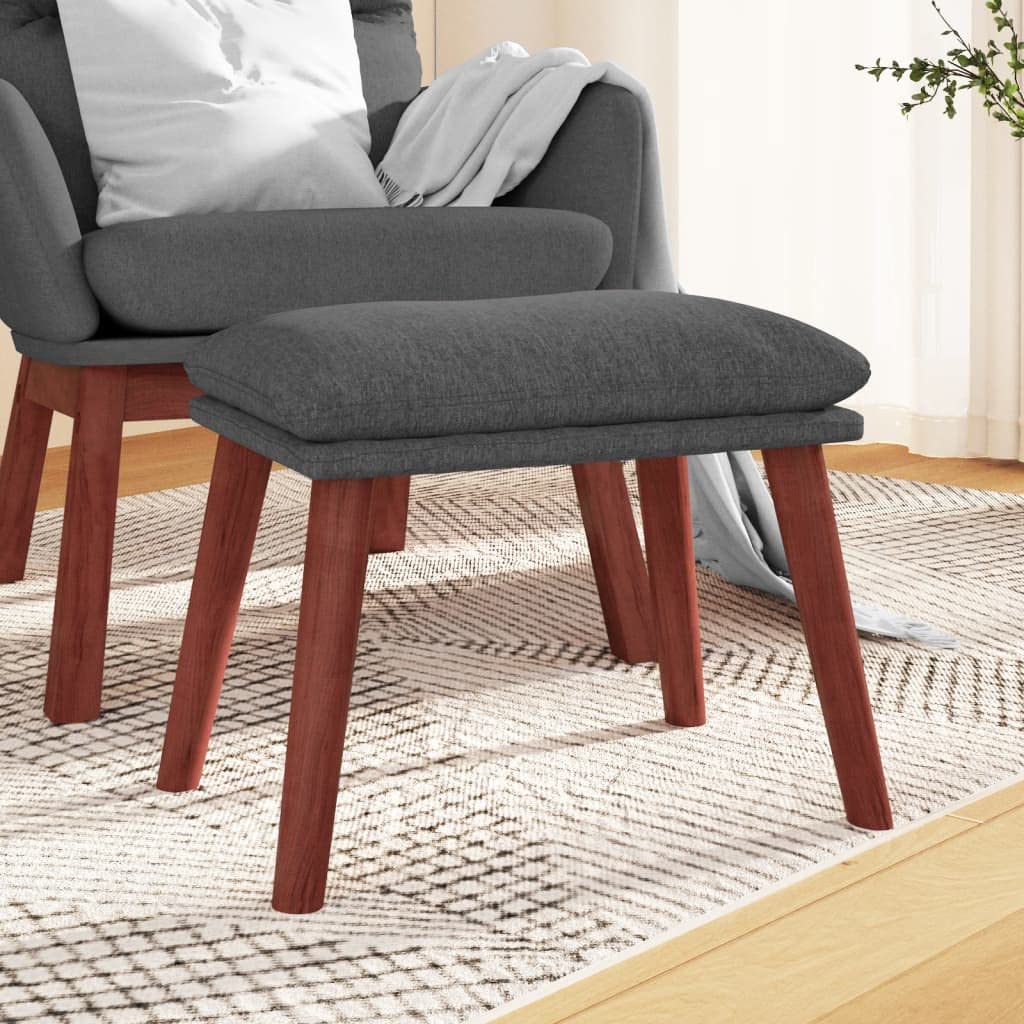 Repose-Pied Ottoman Rembourré en Tissu Haut de Gamme et Véritable Bois d'Hévéa pour Salon