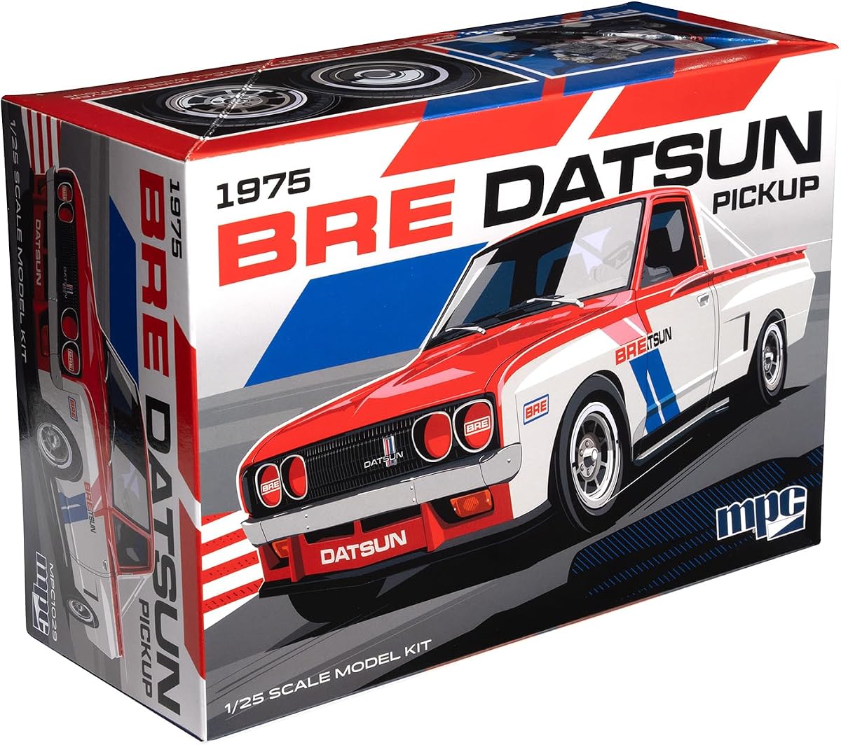 1975 Datsun Pickup BRE Model Kit – 1:25 Scale Plastic Truck Model, Wide-Body Racer or Stock Build, 129 Parts, Skill Level 2 (Paint & Glue Required)