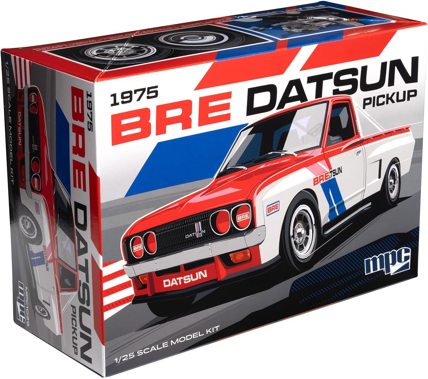 MPC 1975 Datsun Pickup BRE Model Kit – 1:25 Scale Plastic Truck Model, Wide-Body Racer or Stock Build, 129 Parts, Skill Level 2 (Paint & Glue Required)