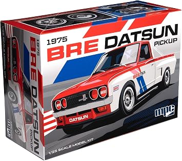 MPC 1975 Datsun Pickup BRE Model Kit 125 Scale Plastic Truck Model, Wide-Body Racer or Stock Build, 129 Parts, Skill Level 2 Paint & Glue Required