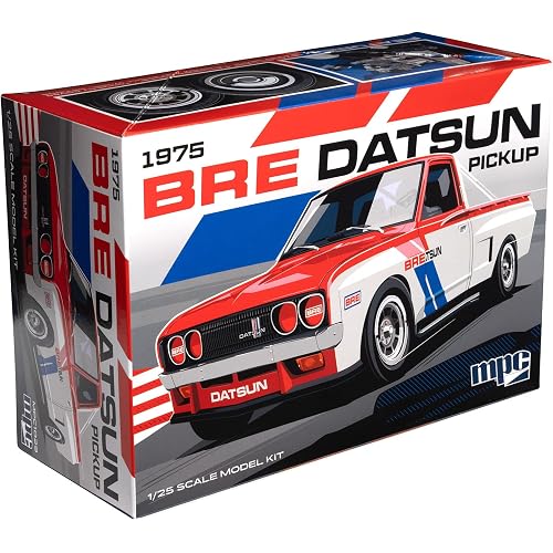 MPC 1975 Datsun Pickup BRE Model Kit – 1:25 Scale Plastic Truck Model, Wide-Body Racer or Stock Build, 129 Parts, Skill Level 2 (Paint & Glue Required)