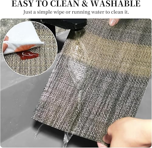 Miniatura 3 de Juego de 6 manteles individuales tejidos resistentes al calor para mesa de cocina, interiorexterior, vinilo tejido lavable, tapete lavable (juego de