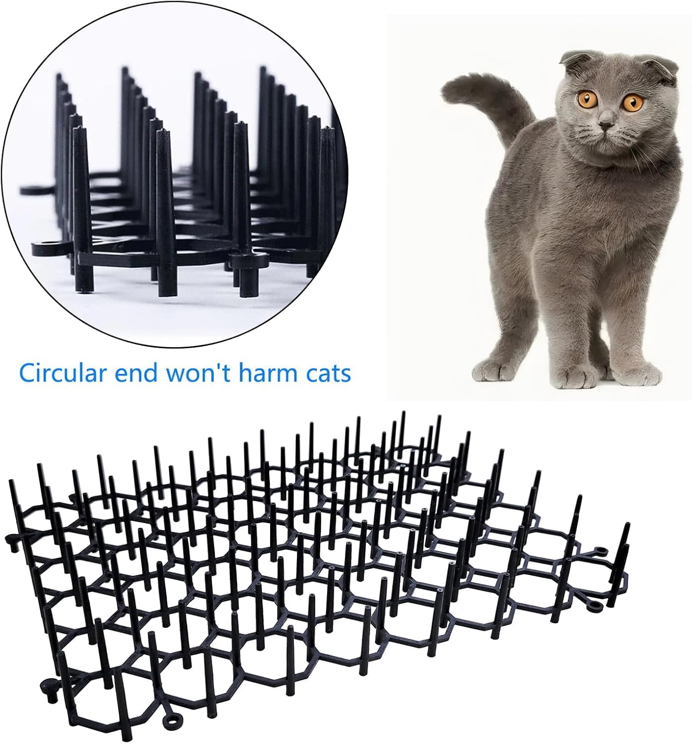 LSRVNM 15 Pezzi Tappetino Repellente per Gatti, Dissuasore per Gatti 15 * 20 CM Rete Anti Gatto, Tappetino Deterrente per Gatti con 12 Picchetti da Giardino