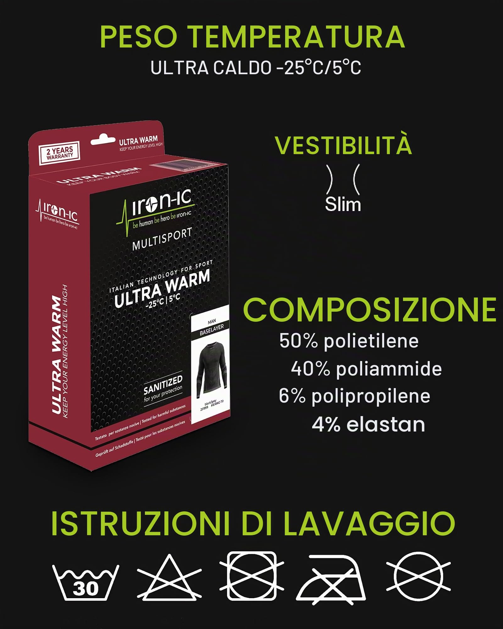 Iron-Ic - T-Shirt Junior Maniche Lunghe I-Protect Seamless Cut Resistant per Sport Outdoor in Climi Freddi con Fitting Slim Compression - Art. 201984