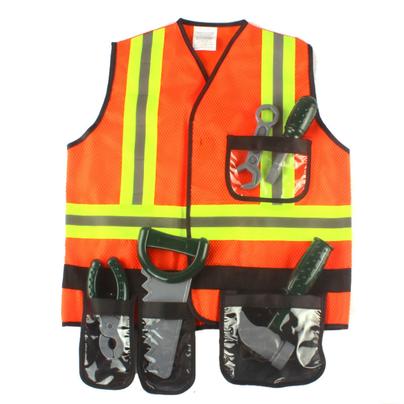 Harilla Disfraz de Constructor para Niños Juego de rol de Construcción Chaleco con Bolsillos Malla Transpirable y Tiras Reflectantes Adecuado para Juegos de