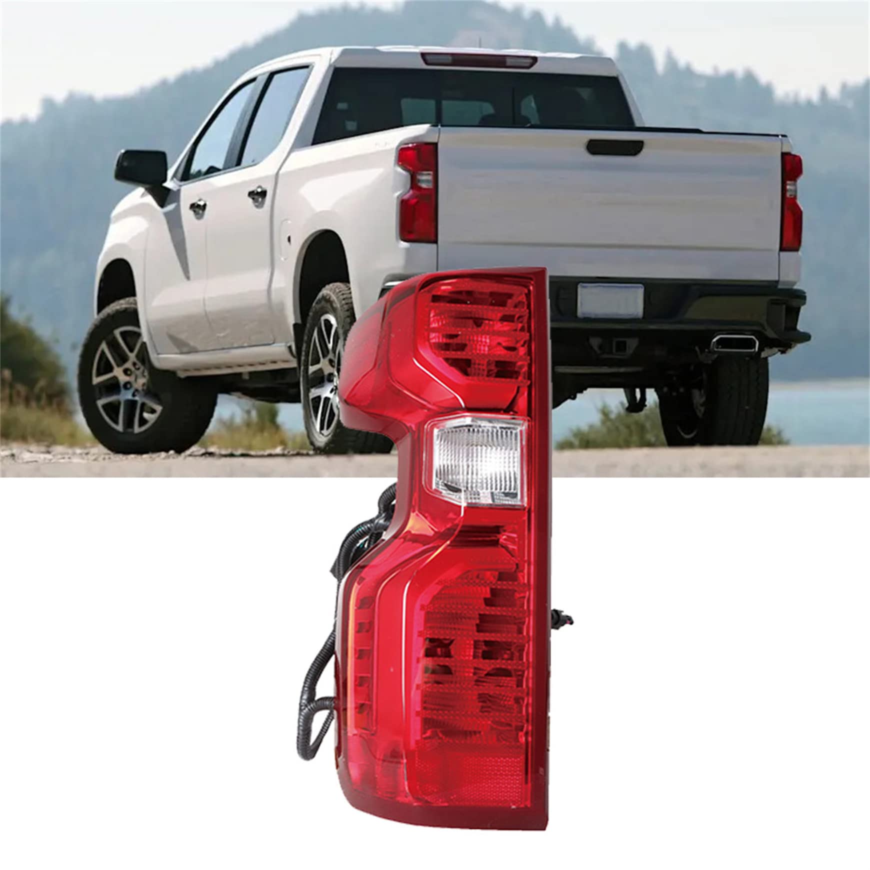 Photo 1 of Silscvtt Rear Brake Tail Light Assembly Replacement for Chevy Silverado 1500 2019 2020 2021 Driver Side Tail Lamp Included Bulb GM2800308 84752978