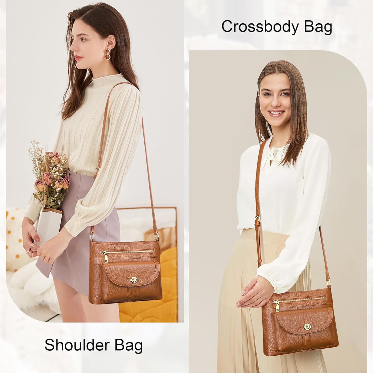 Over Earth Genuine Leather Crossbody Bags for Women Trendy Purses and Ladies Shoulder Handbags - Image 3