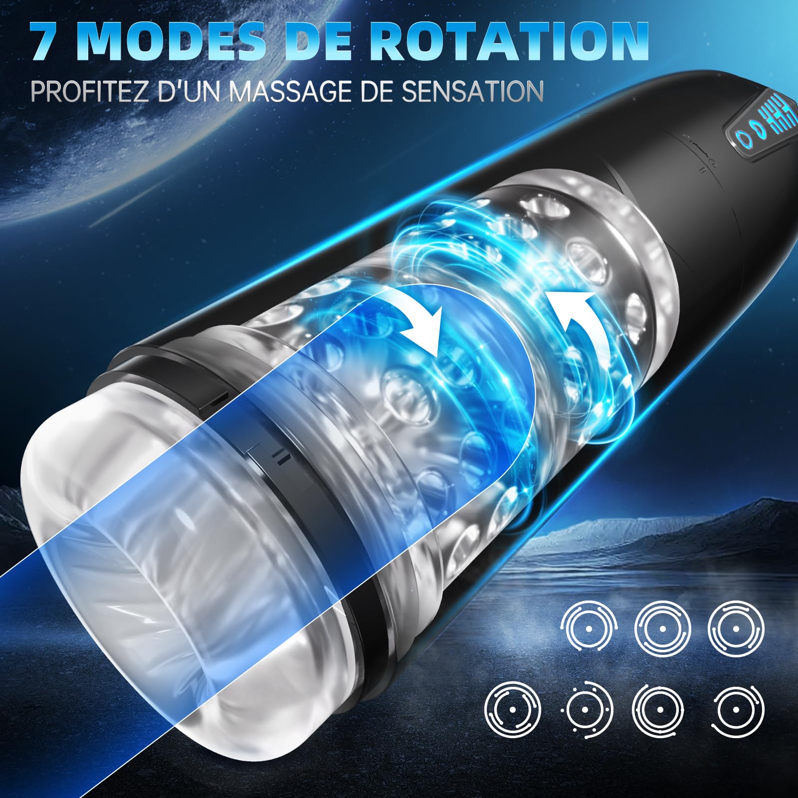 Masturbeuse Homme Sex Toys, Masturbateurs Masculins Mains Libres avec 7 Modes d'aspiration et 7 Modes de Rotation, Masturbateur Automatique Vaginette Ultra Réaliste Sextoyse Homme Sex Manuels