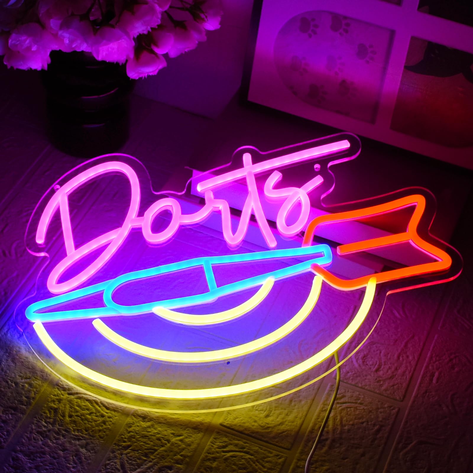 UExnkj-Y Darts Neon Sign LED Bar Neon Lights Wall Decoration USB powered LED neon light with dimmable switch suitable for game room,club,party,nightclub,gift,Halloweenwall decoration - Image 4