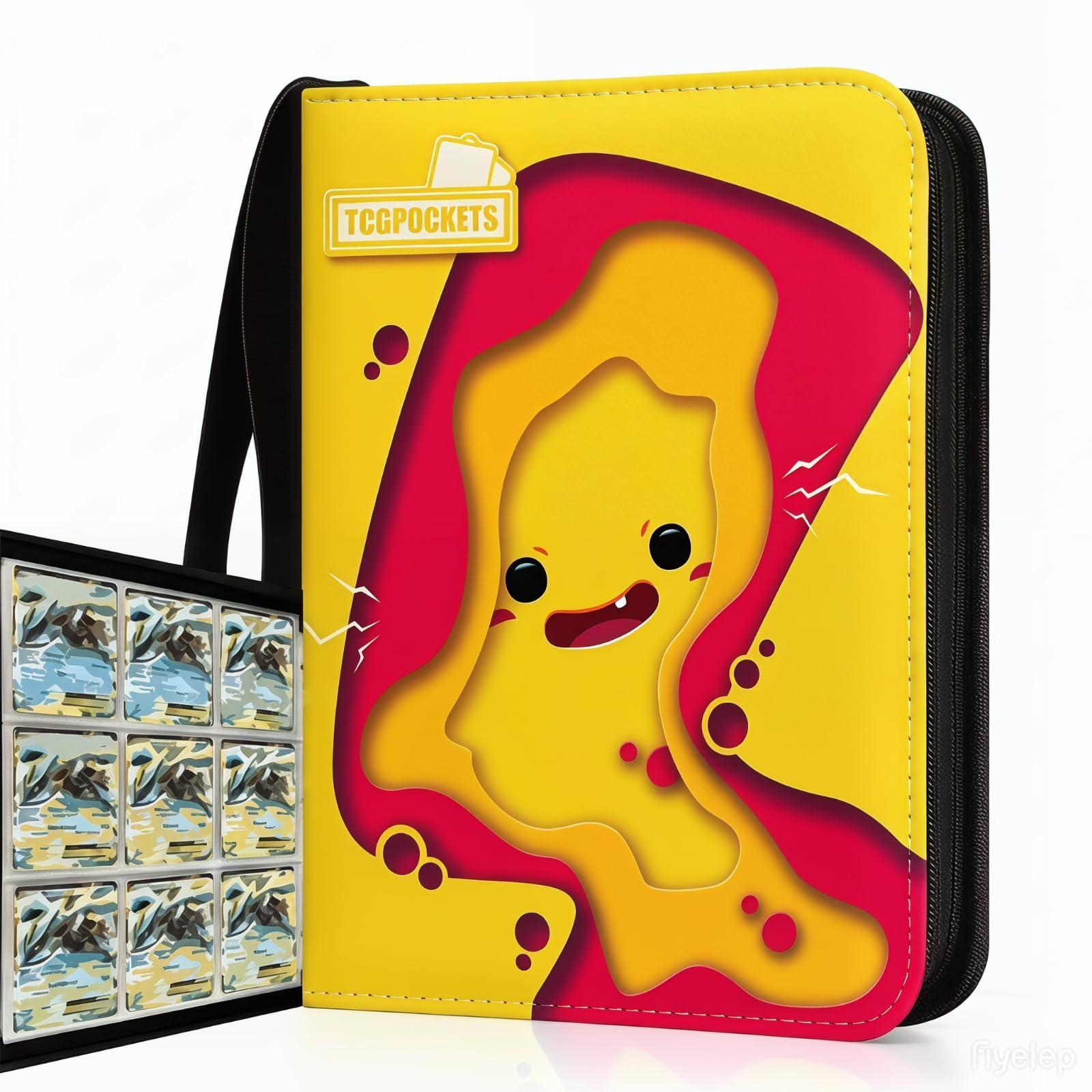 TCGPOCKETS Card Binder 720 Pockets, 9-Pocket Trading Card Binder with 40 Sleeves, Zipper Card Holder Album for TCG, MTG, Baseball, Football and Sports Cards, Yellow