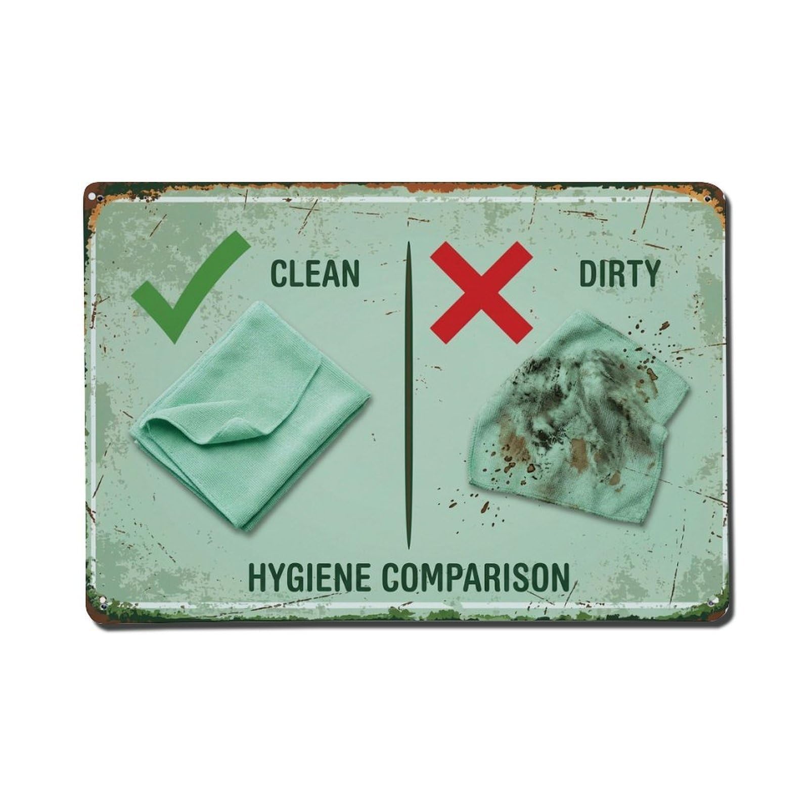 Cleaning Cloth Hygiene Kitchen Vintage Metal Tin Sign Plaque Wall Decor for Cafe, Club, Garden Metal Poster 8x12Inch