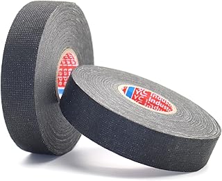 Feboy 2Pcs 1in Wire Loom Harness Tape,High Temp Wiring Loom Harness Self-Adhesive Felt Cloth Tape for Automotive Electrical Wrap Protection Noise Damping Cable Fixed 25mmx25m, Black