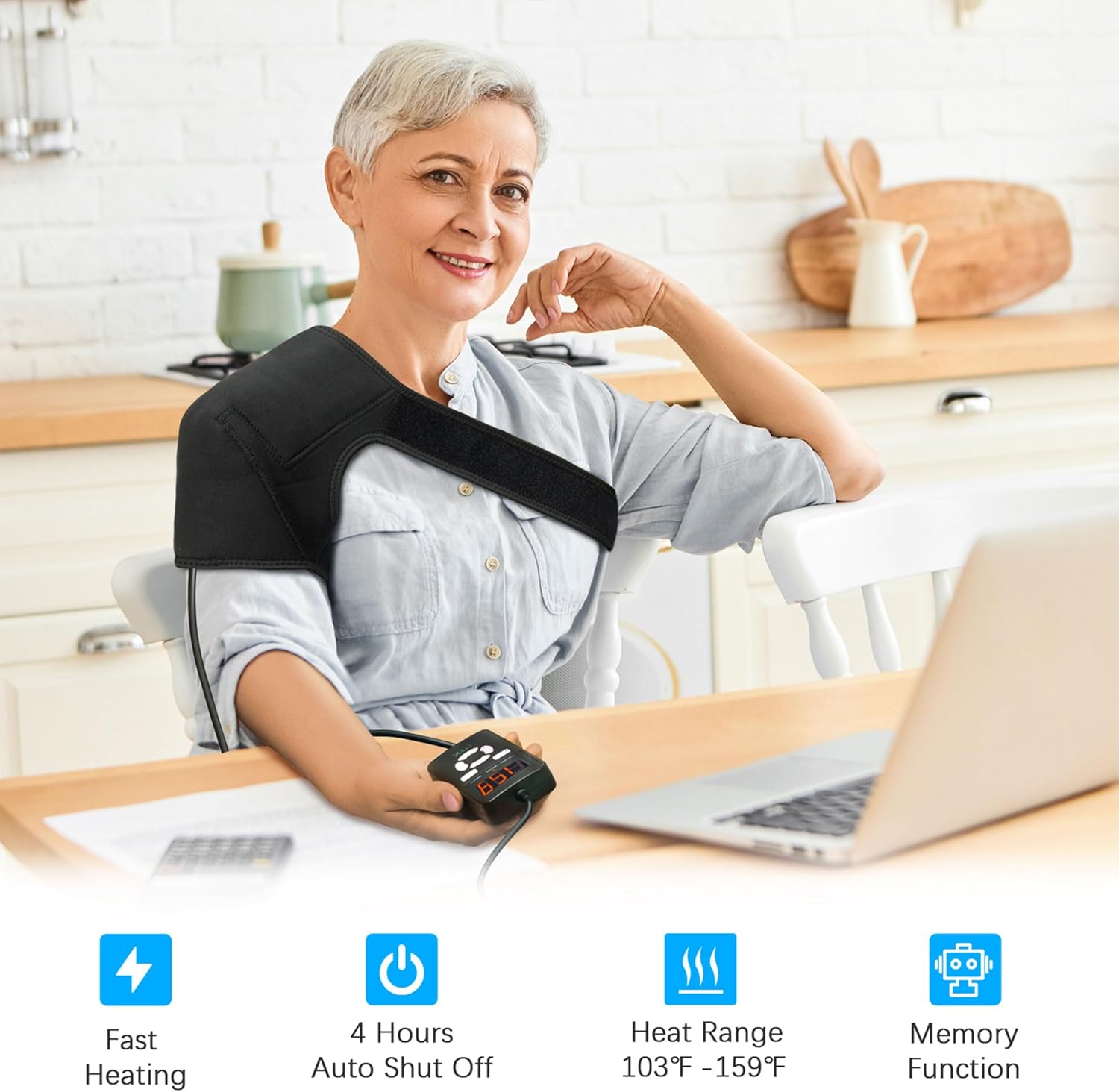 UTK Jade Infrared Rotator Cuff Heating Pad for Shoulders Pain Relief, Heated Shoulder Brace for Keep Shoulders Health, Physical Therapy, EMF Free, Auto Shut Off and Smart Controller