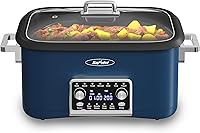 Sunvivi 8QT 12-in-1 Programmable Slow Cooker Roaster Oven - Multi-Cooker Food Warmer, Temp Control, Easy-Clean Pot, Blue