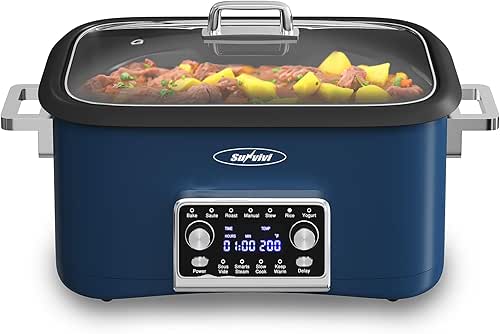 Sunvivi 8 Quart Slow Cooker Roaster Oven, 12 in 1