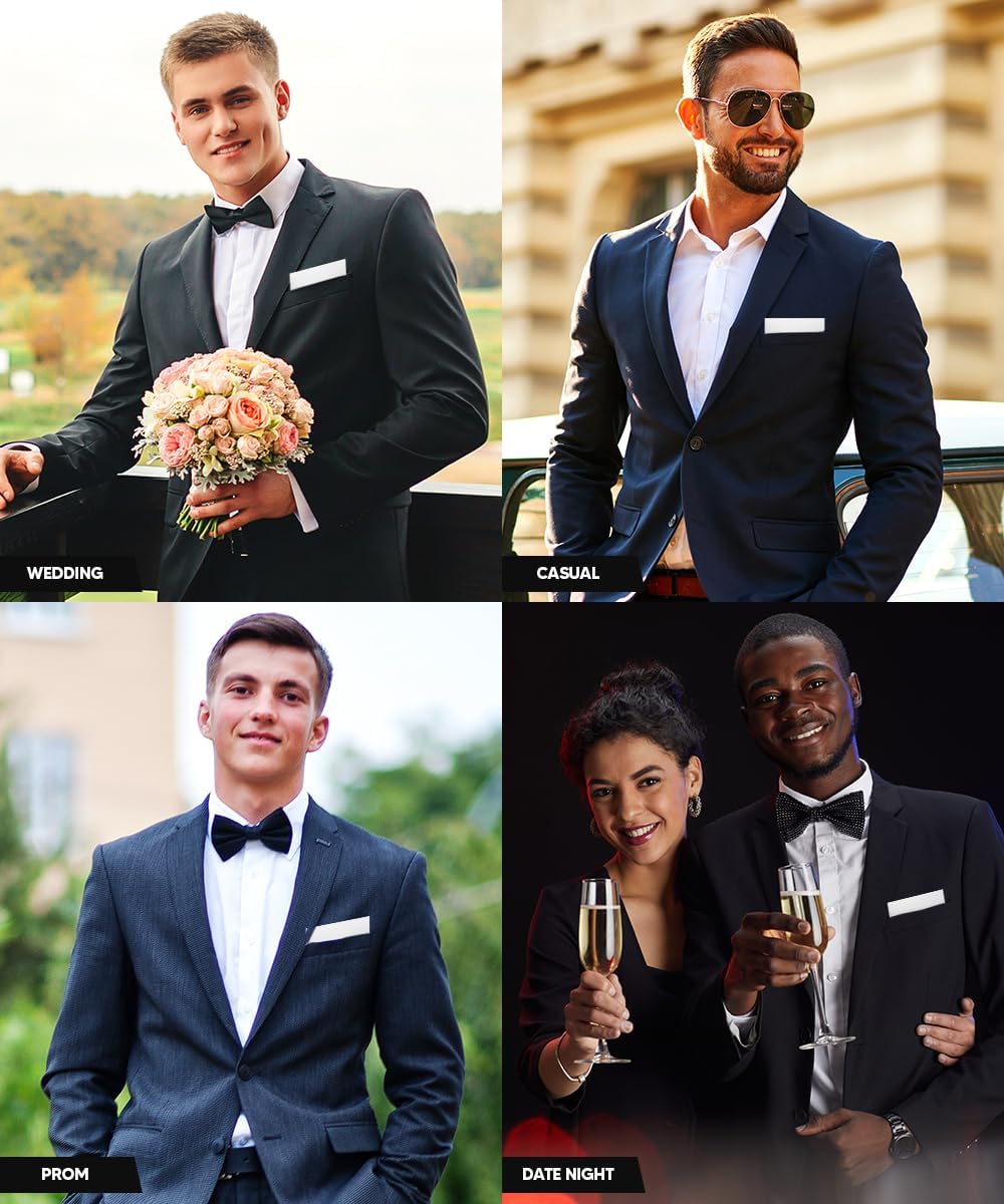 Premium Pre-Folded Four-Point Suit Pocket Square for Men with Sewn Pocket Fold - Image 7