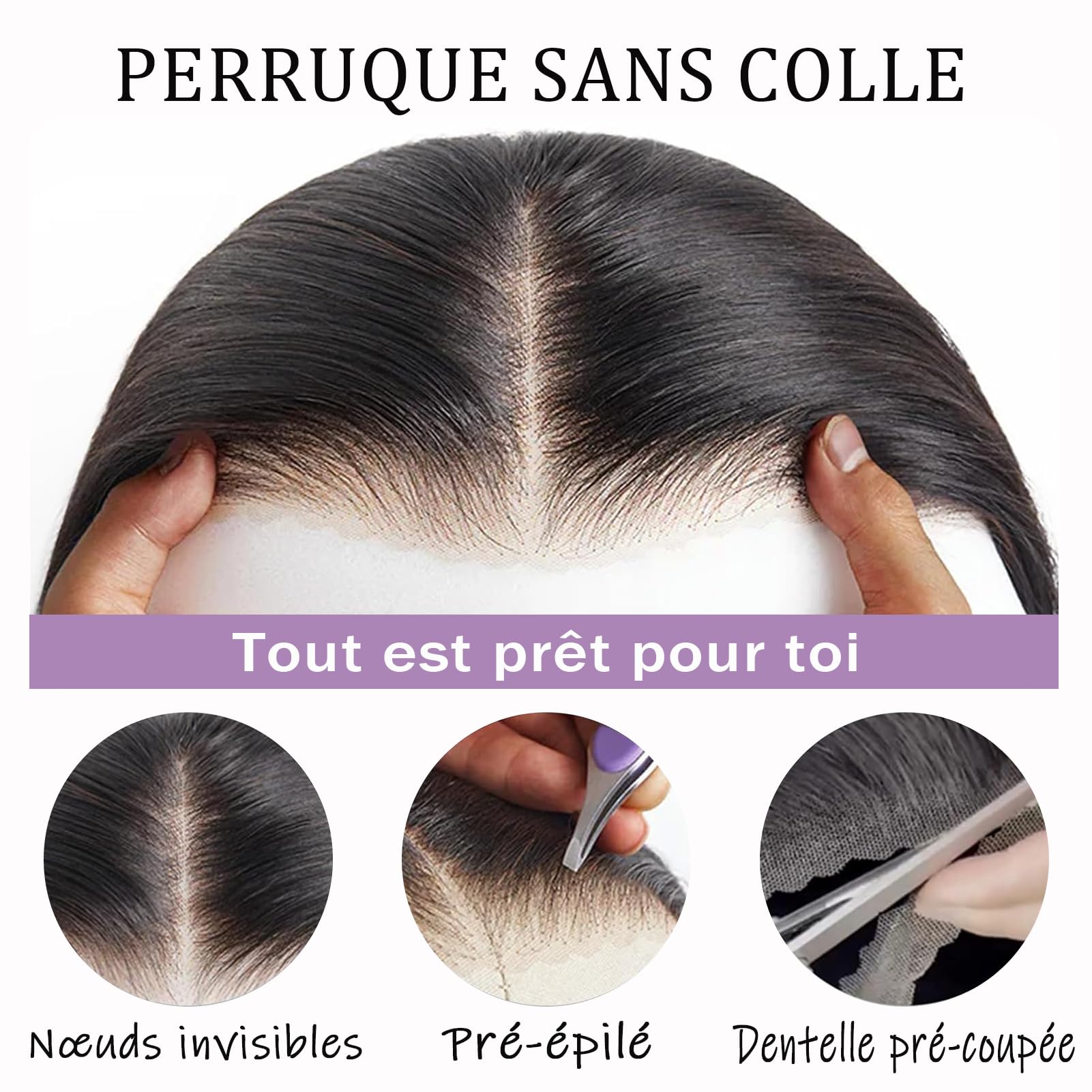 XSY Glueless Perruque Cheveux Humain Bob Wig Human Hair Wear And Go Perruque Femme Naturelle Sans Colle Pré-Découpée Pré-Épilée 4×4 Hd Perruques à Dentelle Frontale 180% Densité 10 Inch