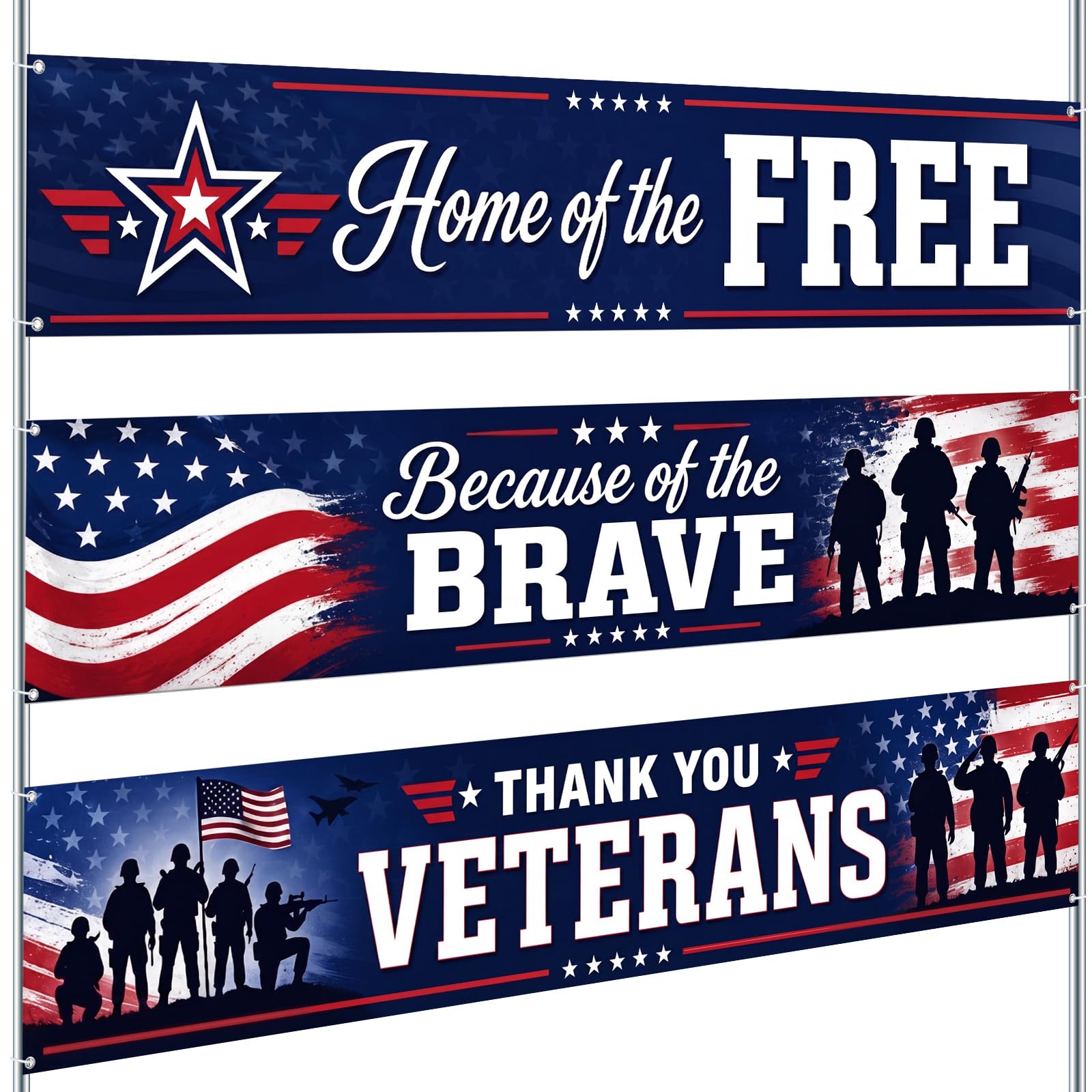 Remagr 3 Pcs Veterans Day Decorations Banner Set
