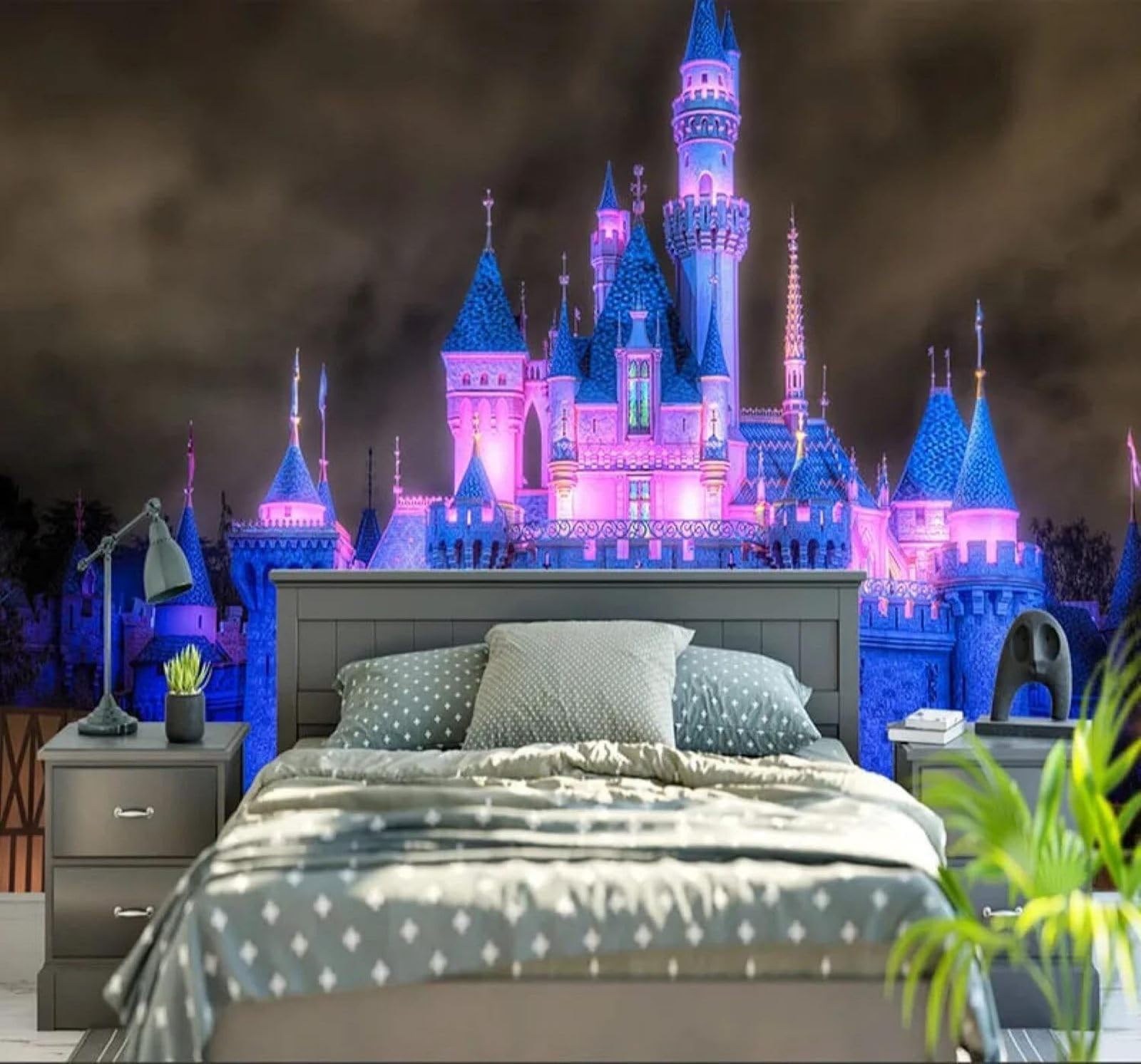 XLMING Beautiful Cartoon Dreamlike Castle Night View 3D Wallpaper Luxury Home Dining Decor Paste Sofa Living Room The Wall for Bedroom Mural-400cm×280cm