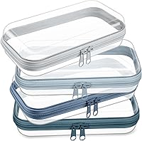 Vista 11 de Hoolerry 4 piezas de estuches rígidos transparentes con cremallera, bolsas de maquillaje, estuche de lápices de plástico, contenedores de caja