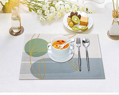 Miniatura 2 de Juego de 8 manteles individuales de tela de lino modernos de mediados de siglo, resistentes al calor, lavables a máquina, para cocina, comedor,