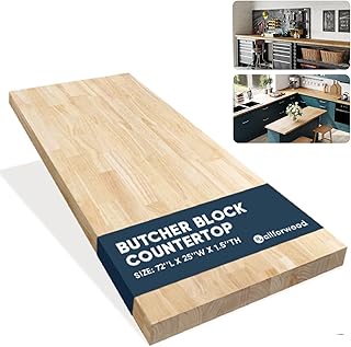 72''L x 25''W x 1.5''Th Hevea Premium Solid Wood Butcher Block Counterto...