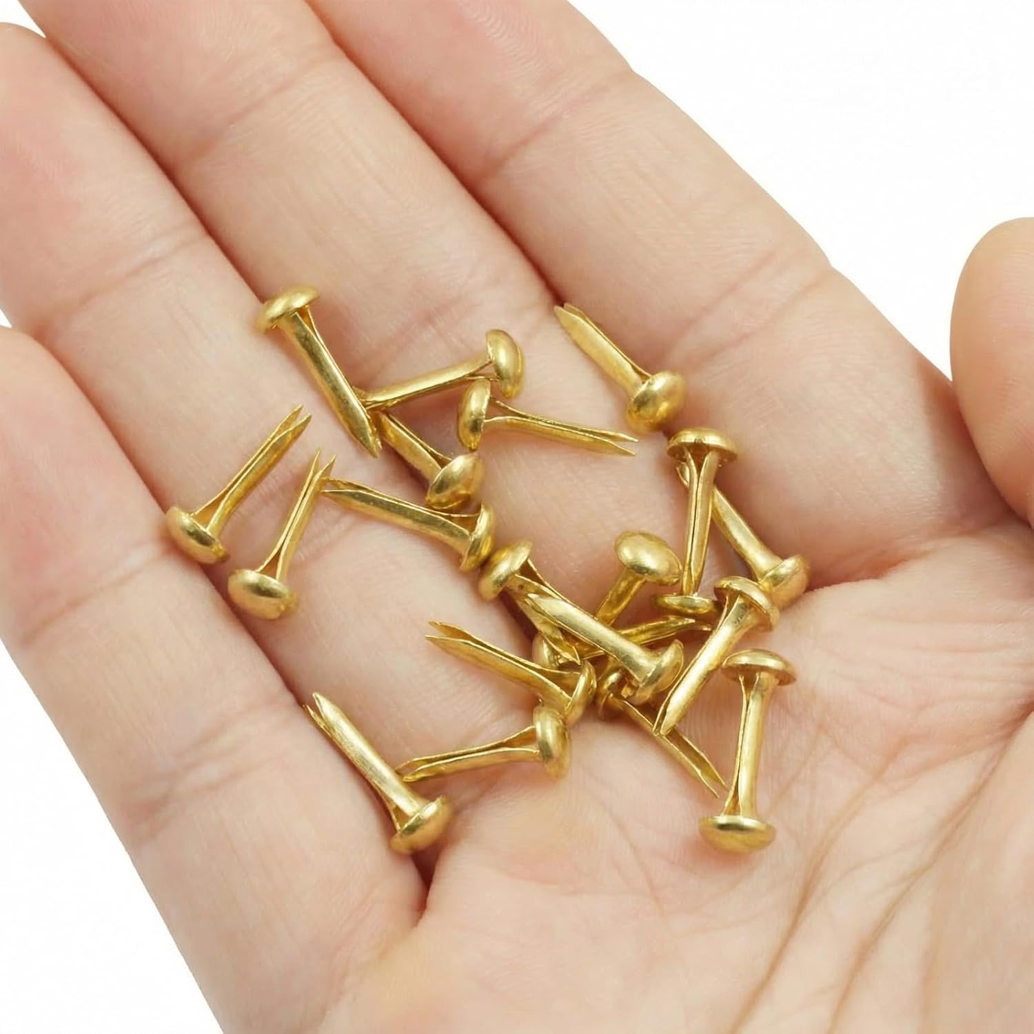 Bonsicoky 300pcs Gold Brads for Paper Crafts, 6x12mm Split Pins Round Paper Fasteners for Scrapbooking, Card Making, DIY Art Craft Supplies