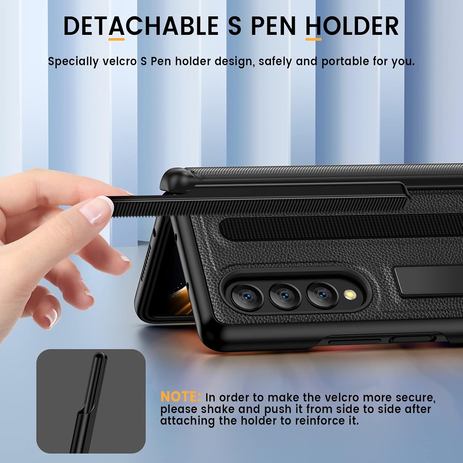 Caka Case for Z Fold 4,Samsung Z Fold 4 Case with Built in Tempered Glass Screen Protector & Detachable S Pen Holder Magnetic Hinge Protection Kickstand, Semi-Auto Case for Galaxy Z Fold 4 5G (Black)