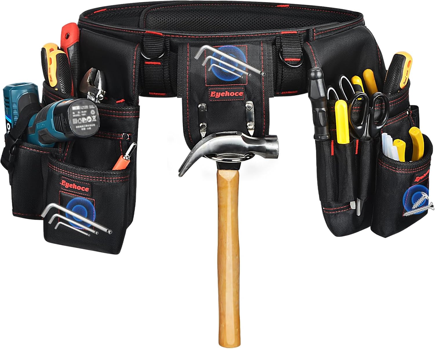 Adjustable Tool Belt with Multi-Pocket Storage – Heavy Duty 1680D Fabric – Magnetic Waist Tool Organizer for Electricians, Carpenters, Construction Workers Men