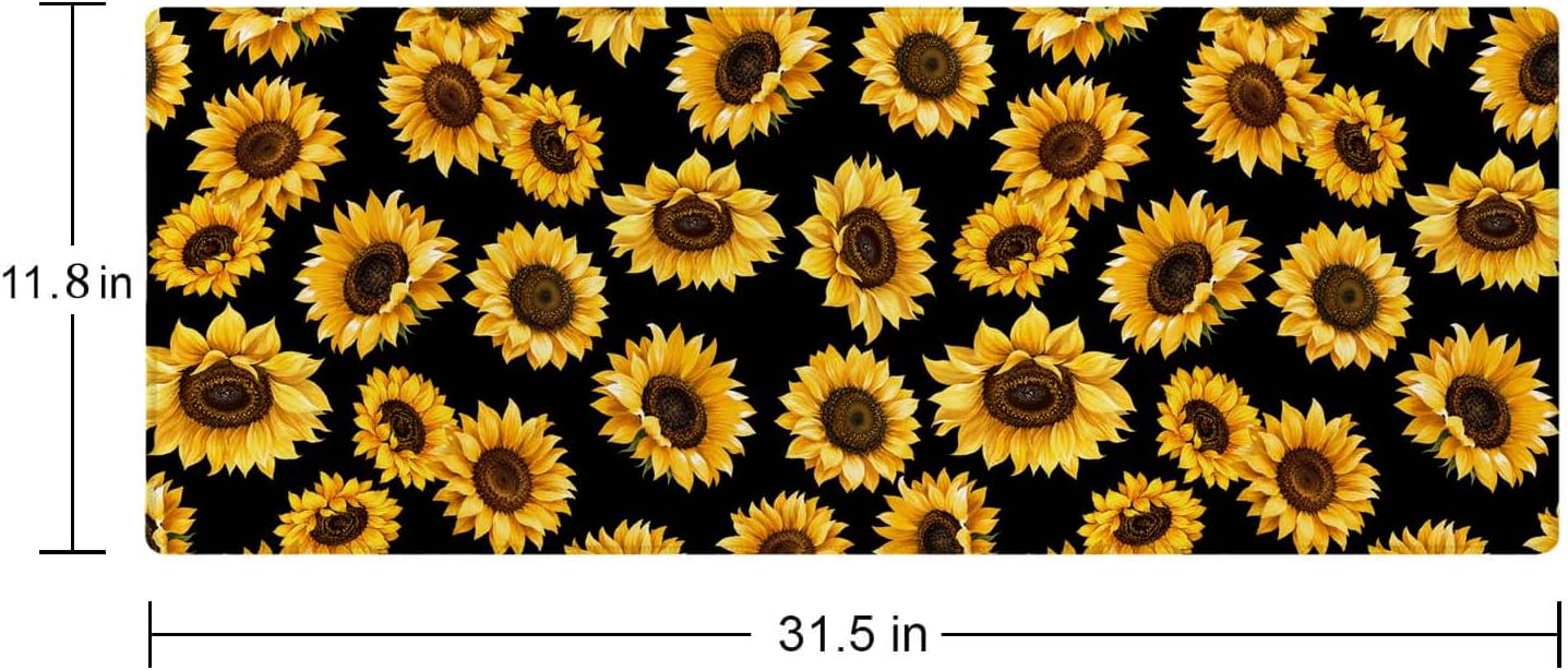 Large Mouse Pad Gaming Mousepad XL Sunflowers Desk Mat Mouse Pad Long 31.5x11.8 in Extended Big Cute Mouse Pad Waterproof Desk Pad with Non-Slip Base and Stitched Edges for Computer Keyboard image 2