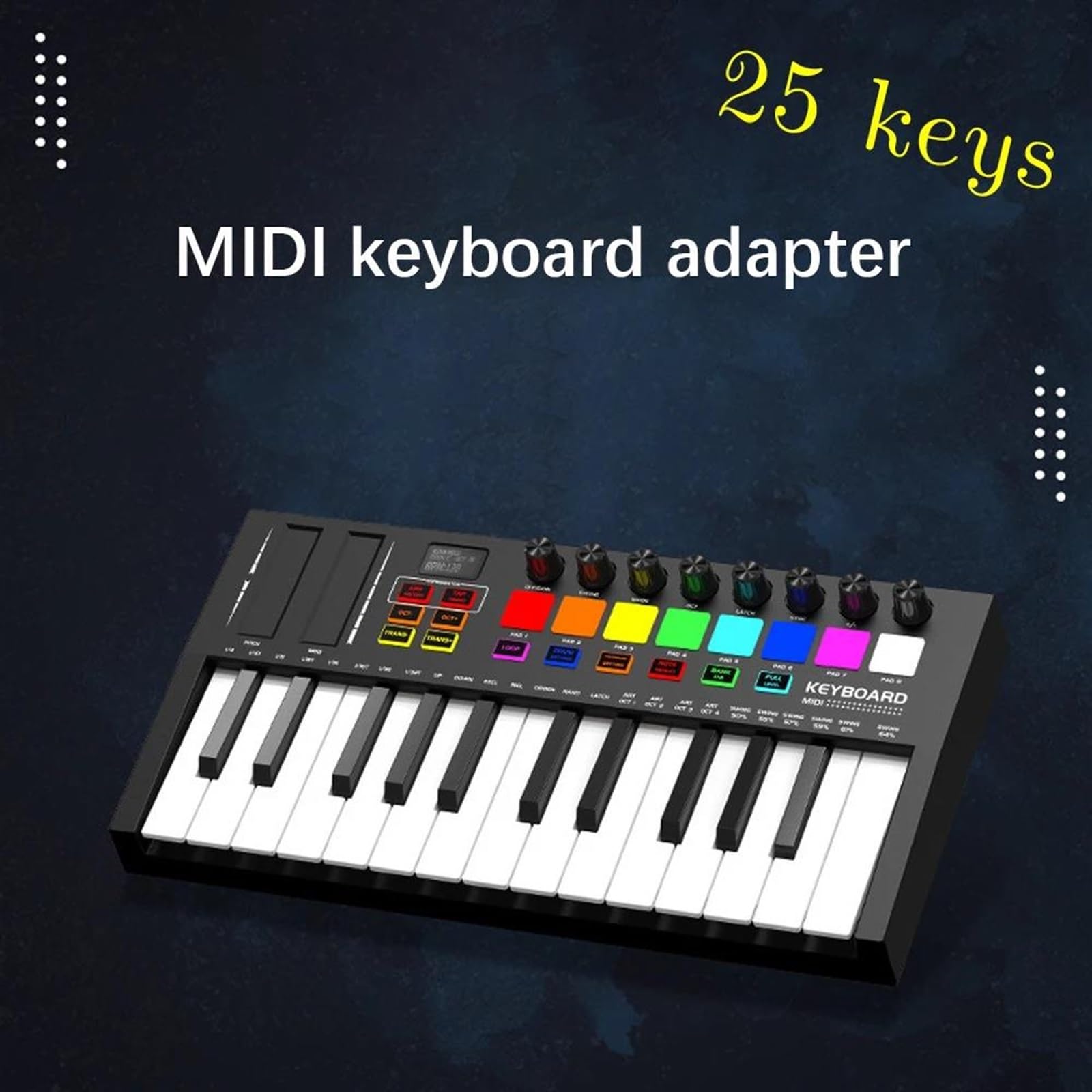 Elektronische Tastatur Für Erwachsene Tragbarer 25-Tasten-Controller Elektronische Audio-Arrangier-Schlagpad Leichte USB-Display-Tastatur