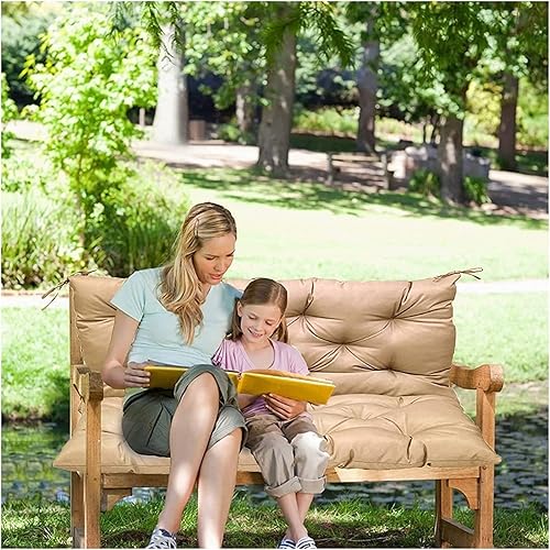 Miniatura 6 de LUXUCURE Cojines de banco para muebles de exterior, porche, patio, columpio, cojín grueso de repuesto con respaldo, cojines de asiento para 2 o 3