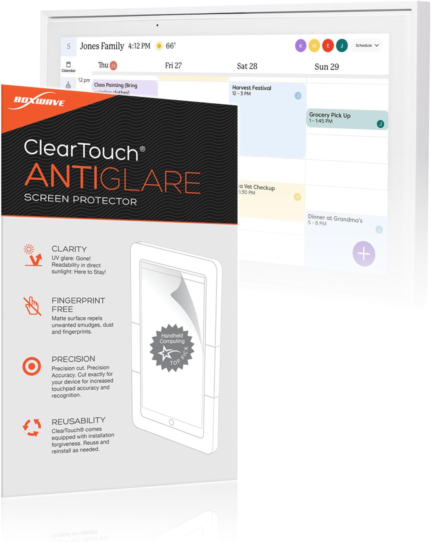 BoxWave Screen Protector Compatible with Skylight Calendar (15") - ClearTouch Anti-Glare (2-Pack), Anti-Fingerprint Matte Film