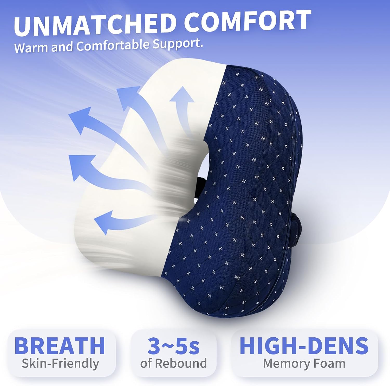 MSJGA Knee Pillow for Side Sleepers, Knee Pillow, Alignment Pillow for Side Sleepers,Memory Foam Leg Cushion, Comfortable Sleeping Support,Hip Alignment Pillow for Legs/Buttocks/Back (Blue)