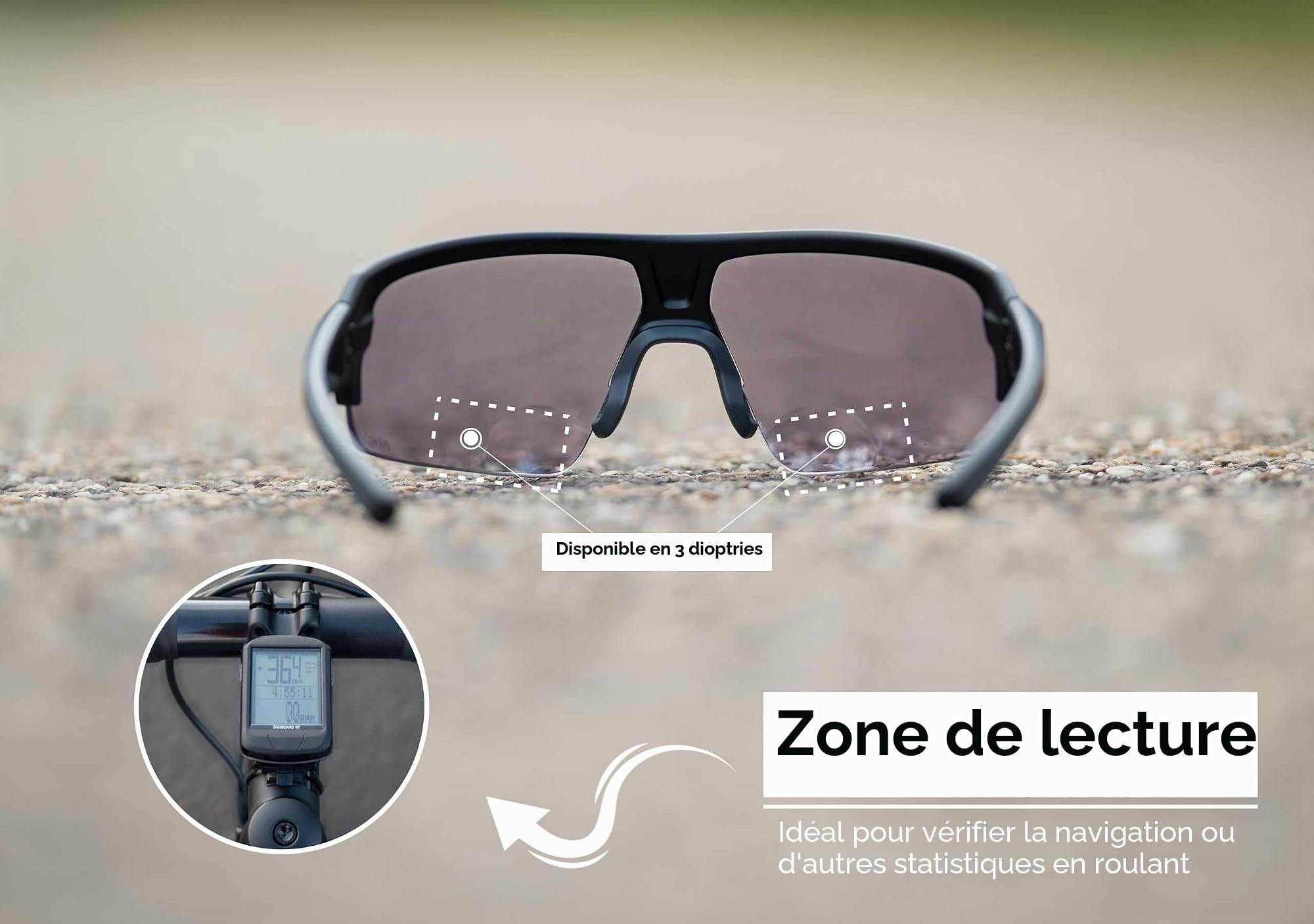 BBB Lunettes de cyclisme unisexes avec verres photochromiques + 2.0 dioptrie magnétique interchangeable, léger, protection UV, pour vélo, homme et femme (lot de 1)