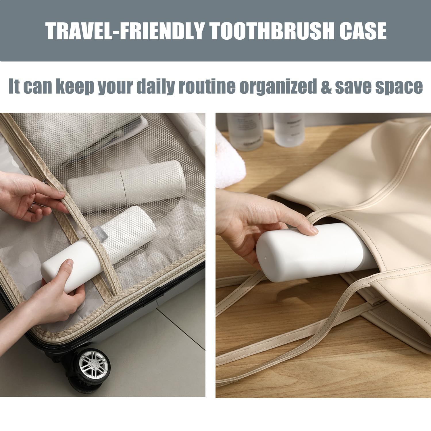 Estuche para cepillo de dientes de viaje premium con taza, diseño ovalado, adecuado para la mayoría de cepillos de dientes, cubierta desmontable para mantener limpio e higiénico, suave y duradero