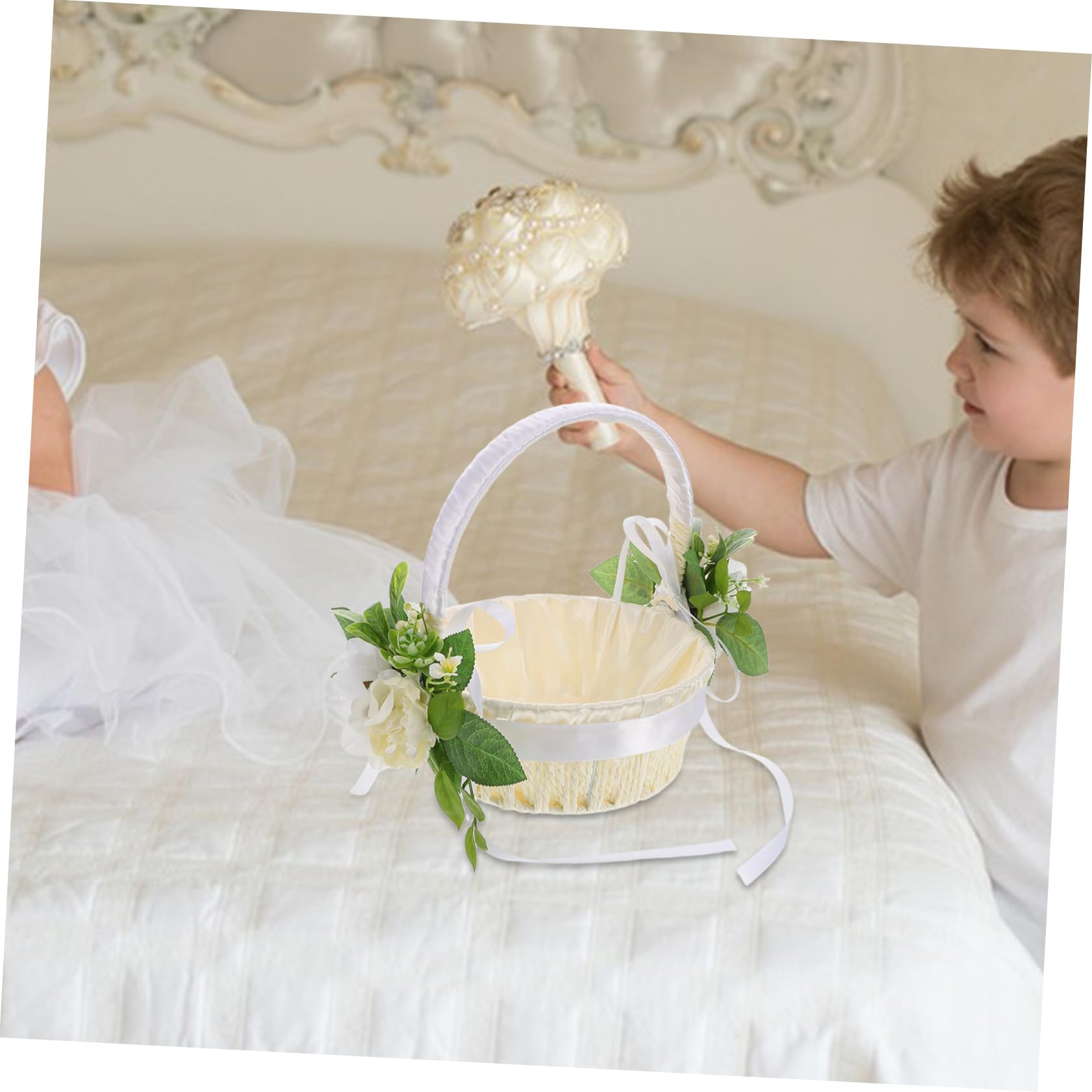 HANABASS 3 Stück Handgewebter Rattan Blumenkorb für Hochzeit Natürlicher Weidenkorb Langlebig und Vielseitig als Korb und Aufbewahrungskorb Umweltfreundliche Dekoration für Feiern