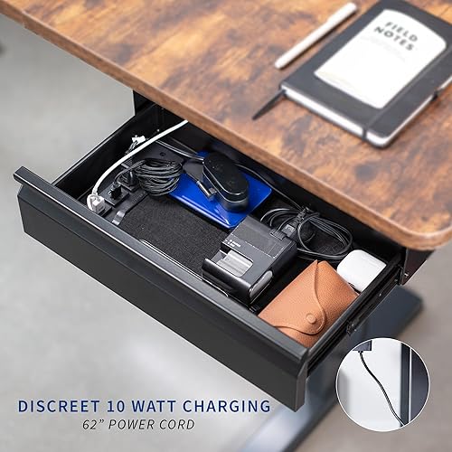 Miniatura 9 de VIVO DESK-DR16-BP - Cajón deslizante extraíble montado debajo del escritorio de 16 pulgadas con regleta de alimentación integrada para escritorio de