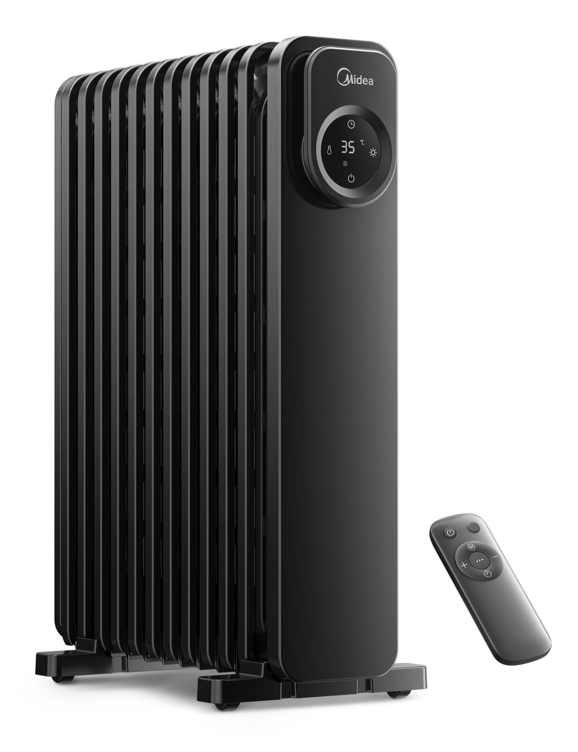 Midea Ölradiator, 11 Rippen elektrischer Ölheizer mit Fernbedienung & LED-Touchscreen - Effiziente Heizung, Überhitzungs- und Kippschutz, 24H-Timer, Leiser Betrieb, Digitalthermostat, 2300W, Schwarz