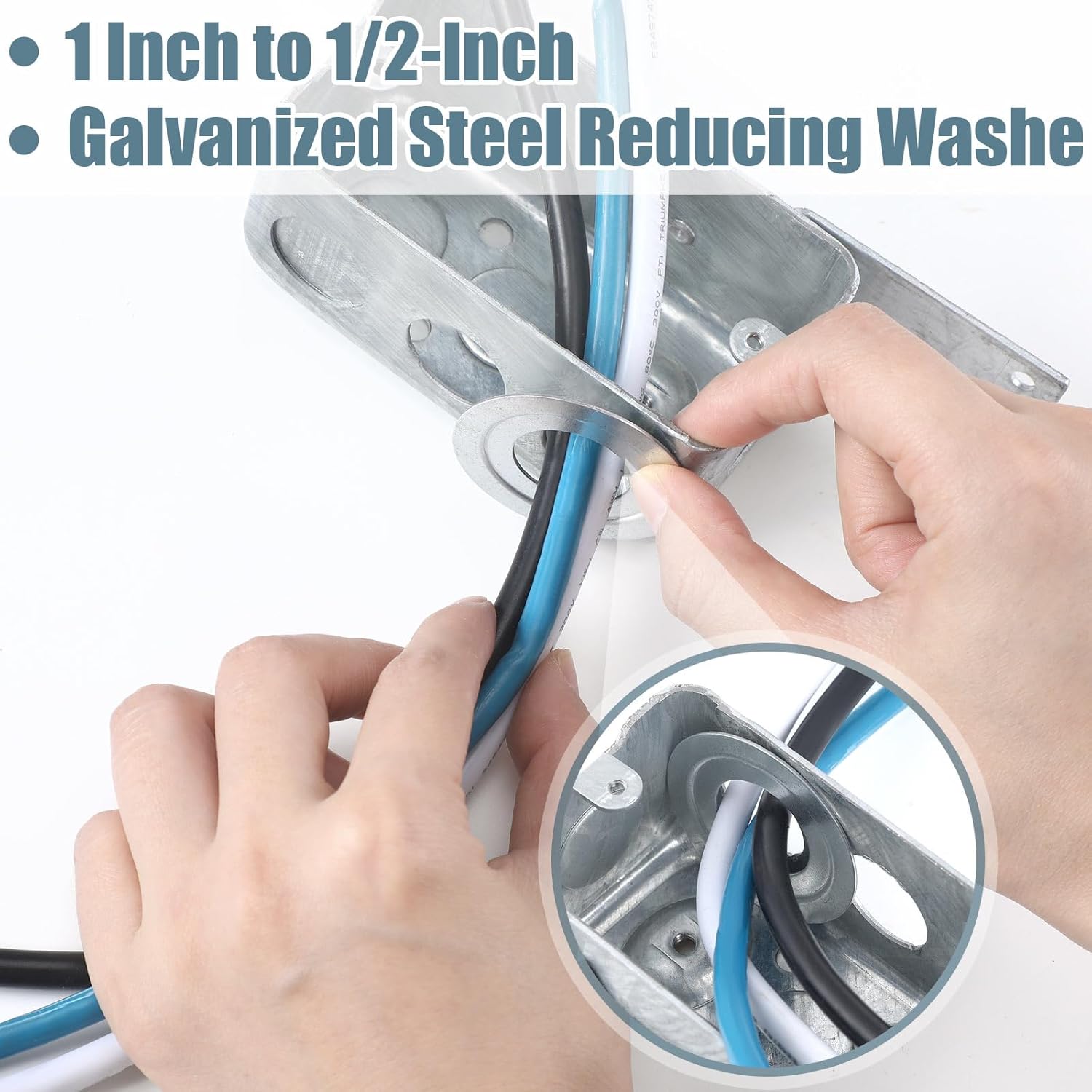 100 Pcs 1" x 1/2" Rigid Reducing Washer Trade Size Zinc Plated Steel Reducing Washer Ensures Secure, Connection Reduce Oversized Openings of Metal Outlet Box