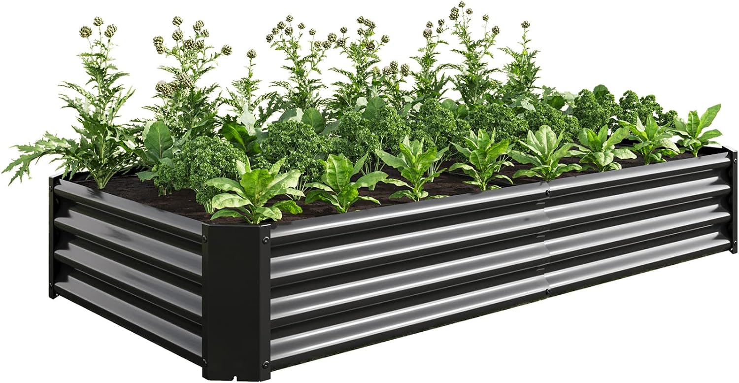 Amazon.com: BEAUXI Outdoor Raised Garden Bed 6×3×1Ft , Metal Raised ...