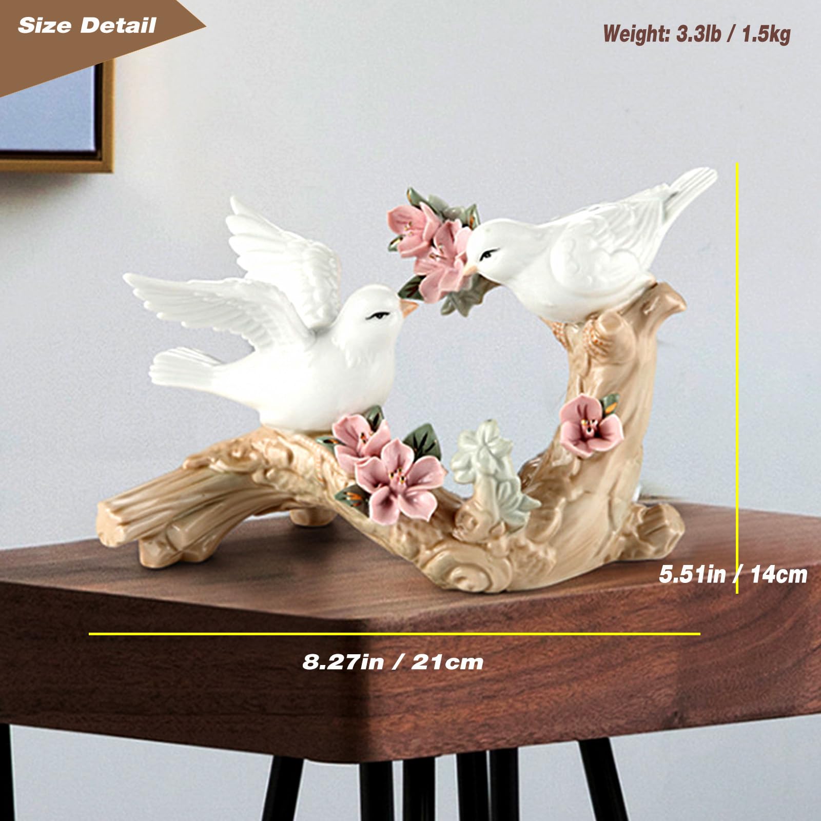 Amazon.co.jp: 陶器の鳥の花の像カササギの置物磁器トランク彫刻、陶器