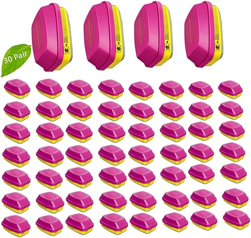 Miniatura 9 de 10 pares de cartuchos respiradores 60923, filtro respirador contra vapores orgánicos, gases ácidos, partículas utilizadas con respiradores de la